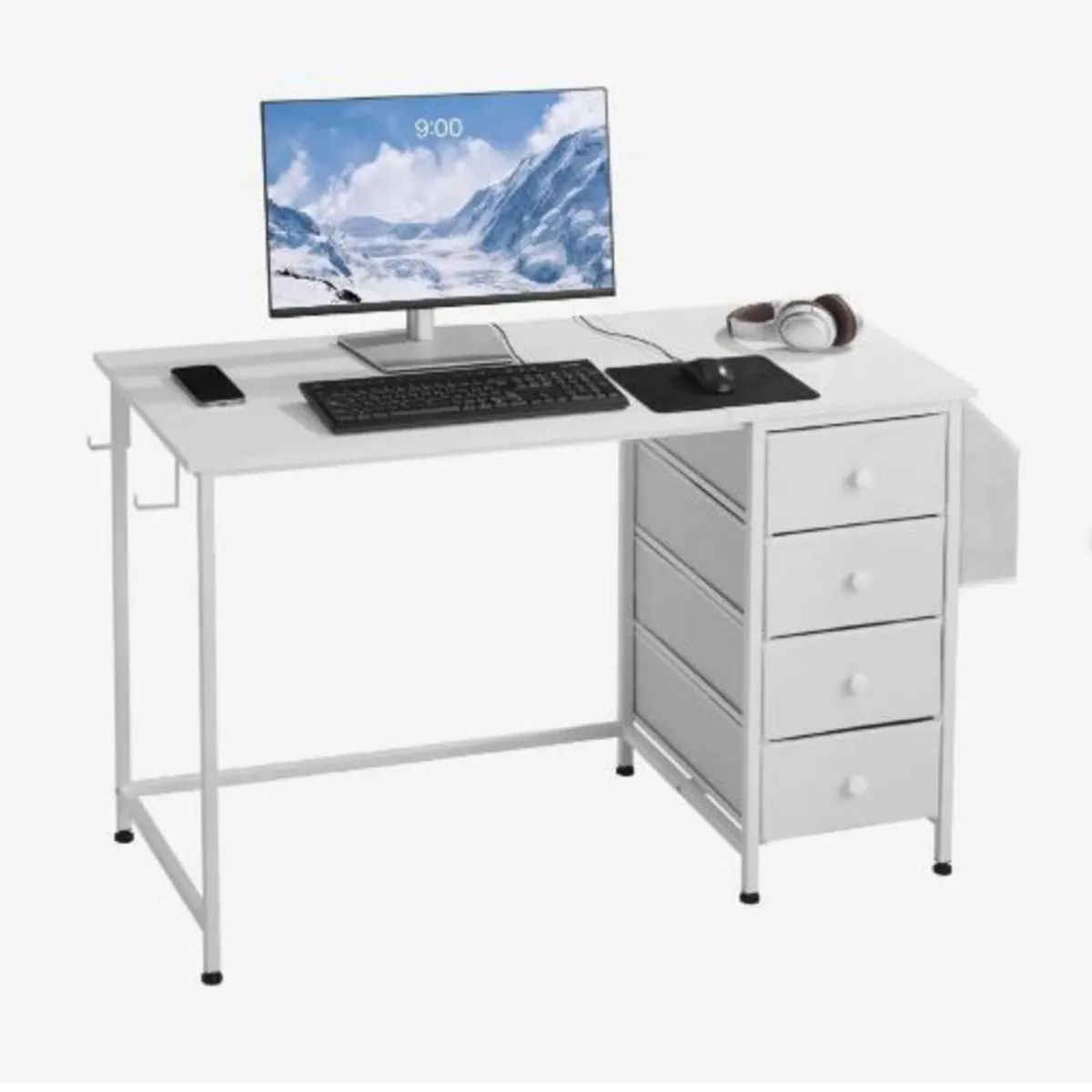 Computer Desk with Fabric Drawers - Image 1