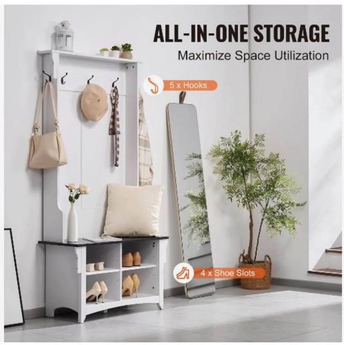 Hall Tree, Wooden Hall Tree - Image 4