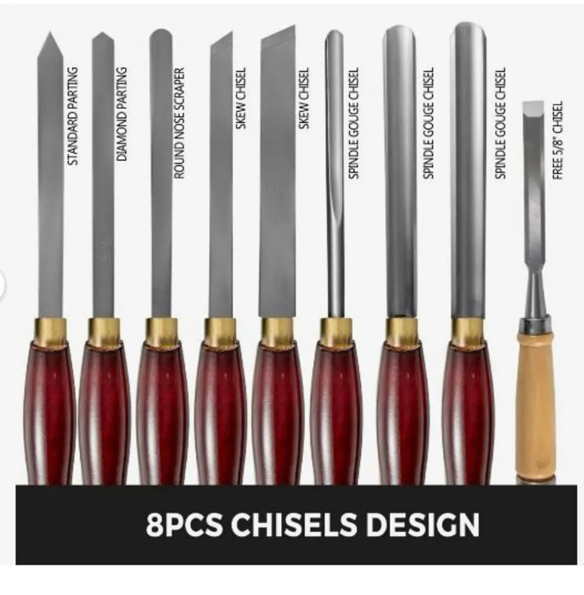 Wood Chisel Sets 8pcs Lathe Chisels - Image 2