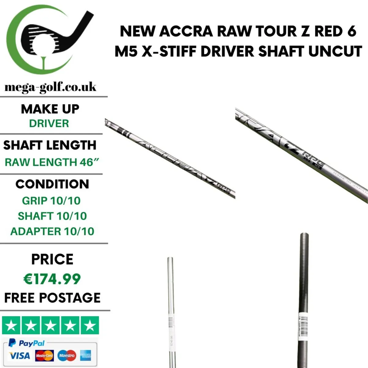 New Accra Raw TZ RPG 352 M3 Regular Driver Shaft - Image 1