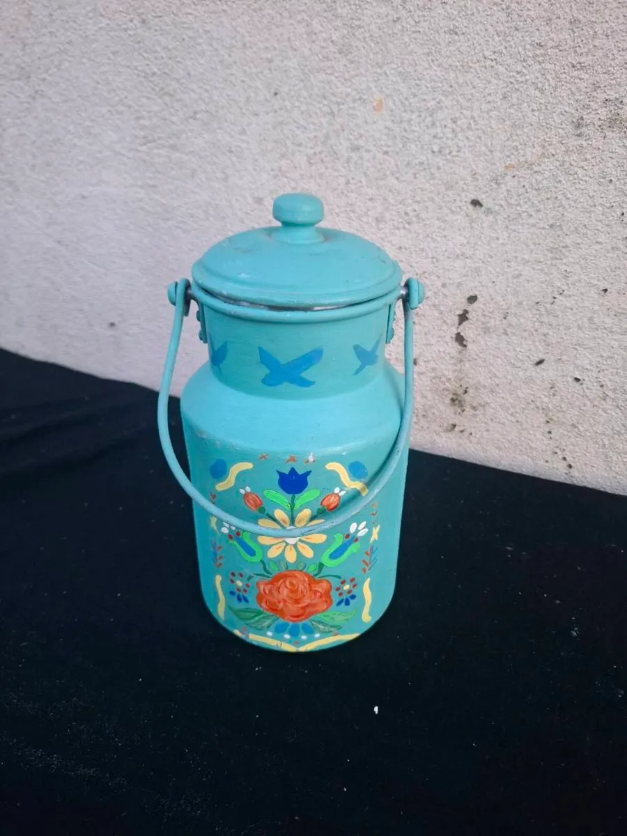 Painted milk churn