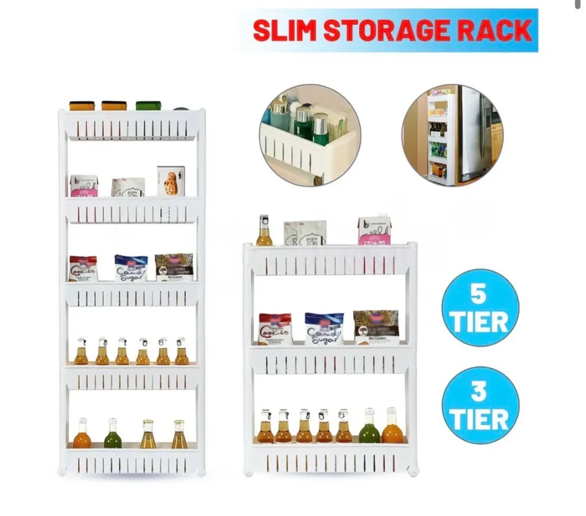 Slide Out Kitchen Trolley Rack 3/5 Shelves - Image 1