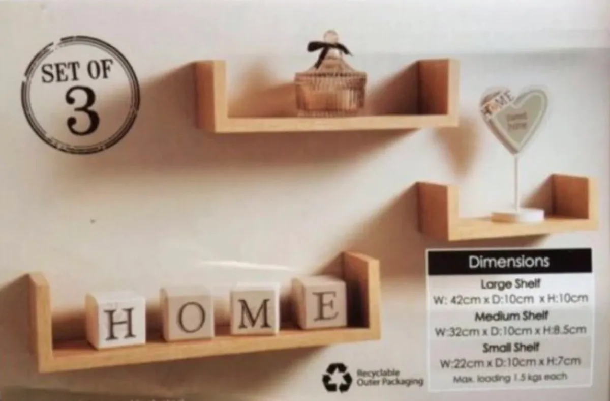 3 x U Shape shelves Floating Wall Shelves NEW - Image 1