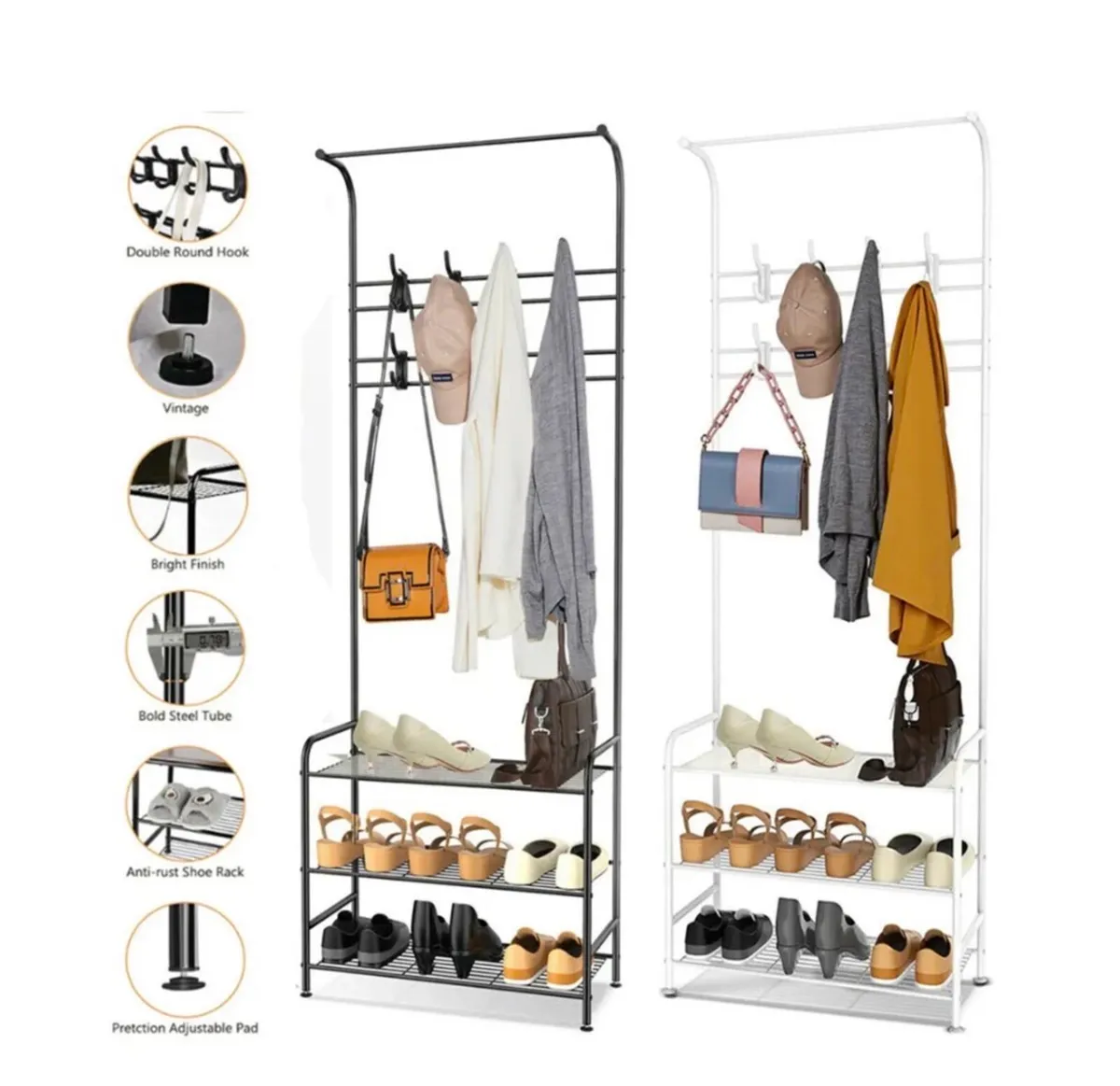 Metal Coat Stand Clothes Shoes Rack Rail NEW