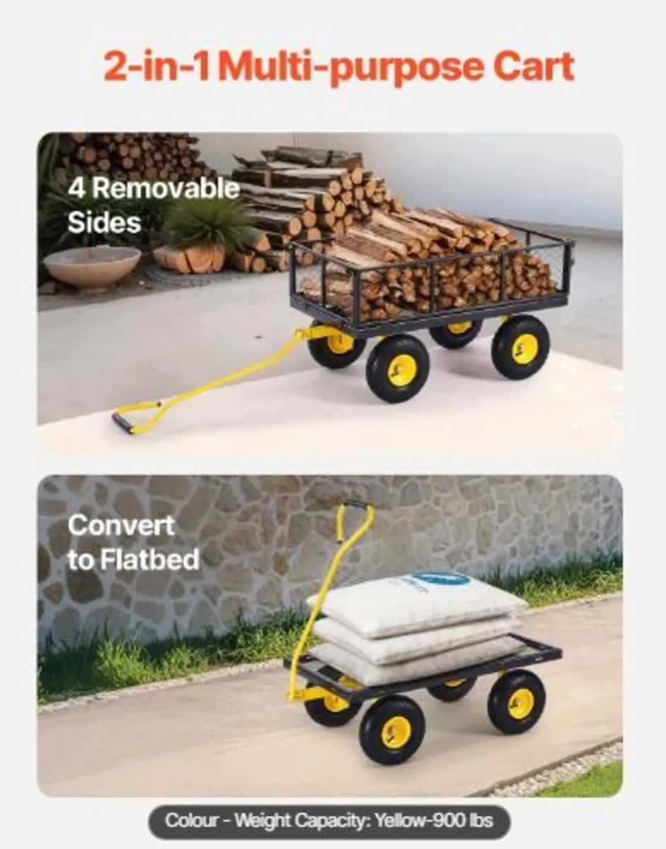 900 Lbs Heavy Duty Steel Garden Cart - Image 2