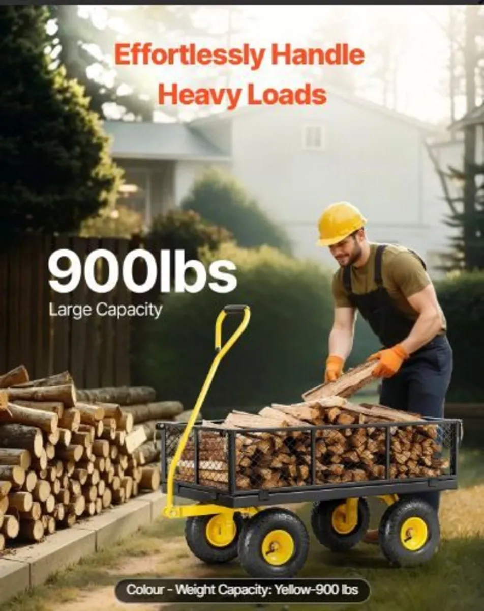 900 Lbs Heavy Duty Steel Garden Cart - Image 3