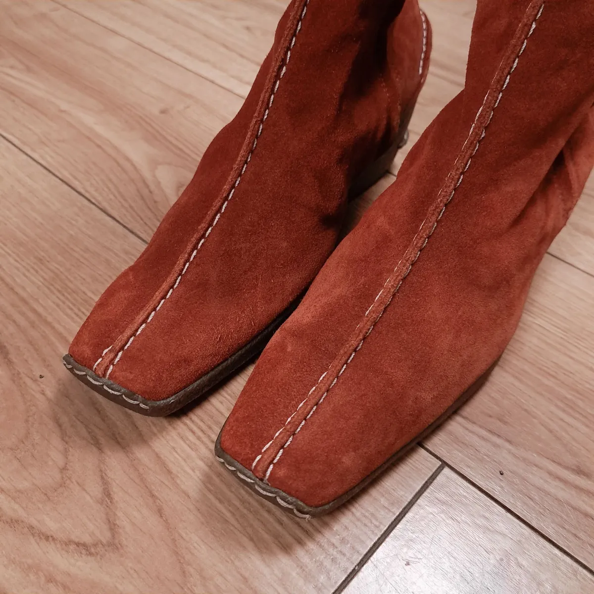 Moreo Orange Suede Mid-Calf Boots 5.5UK/38.5EU - Image 4