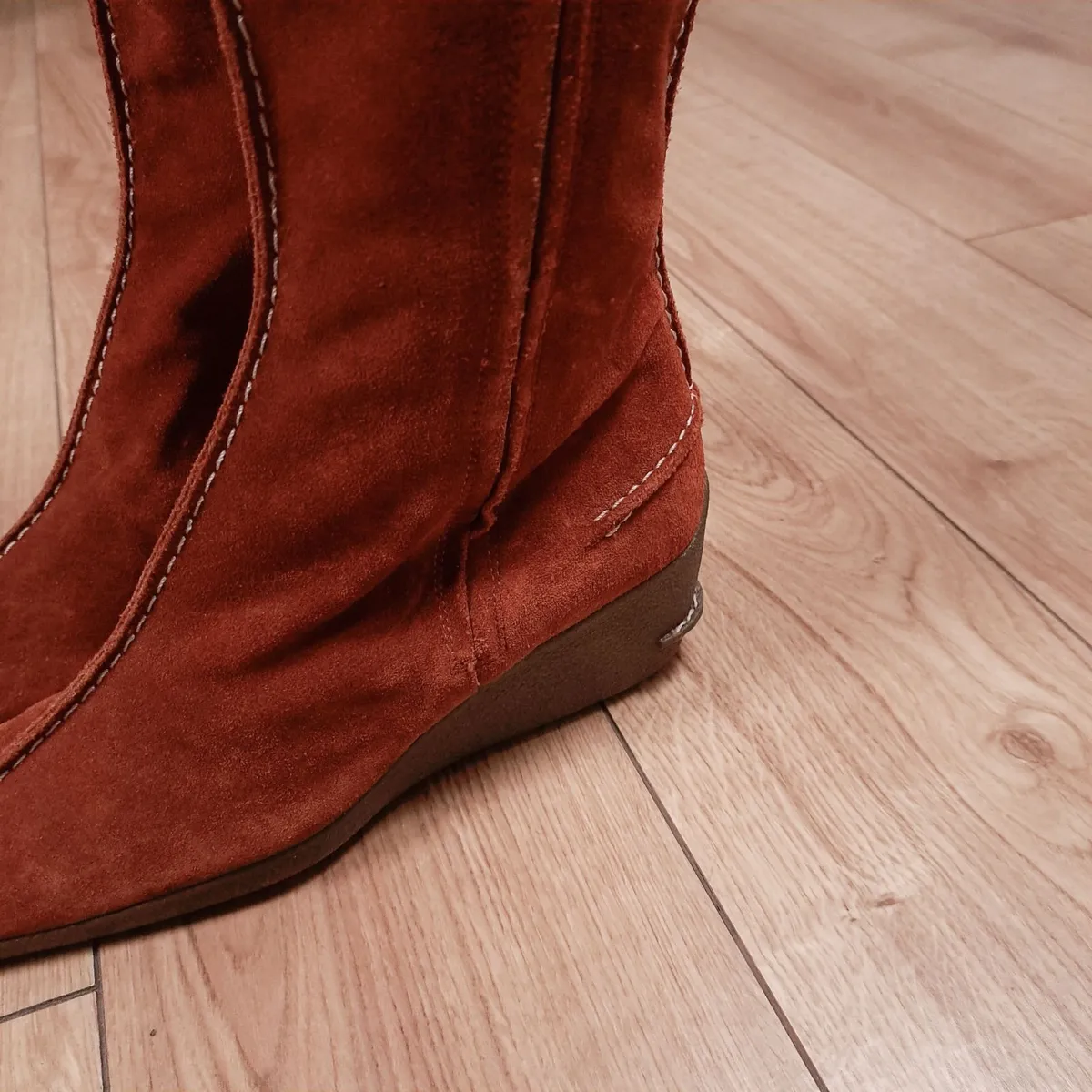 Moreo Orange Suede Mid-Calf Boots 5.5UK/38.5EU - Image 2