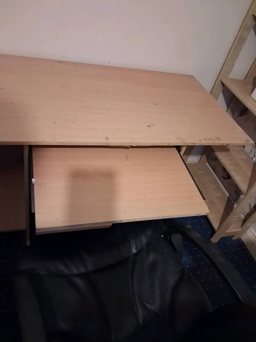 Large Natural Computer Desk with Keyboard Desk - Image 4
