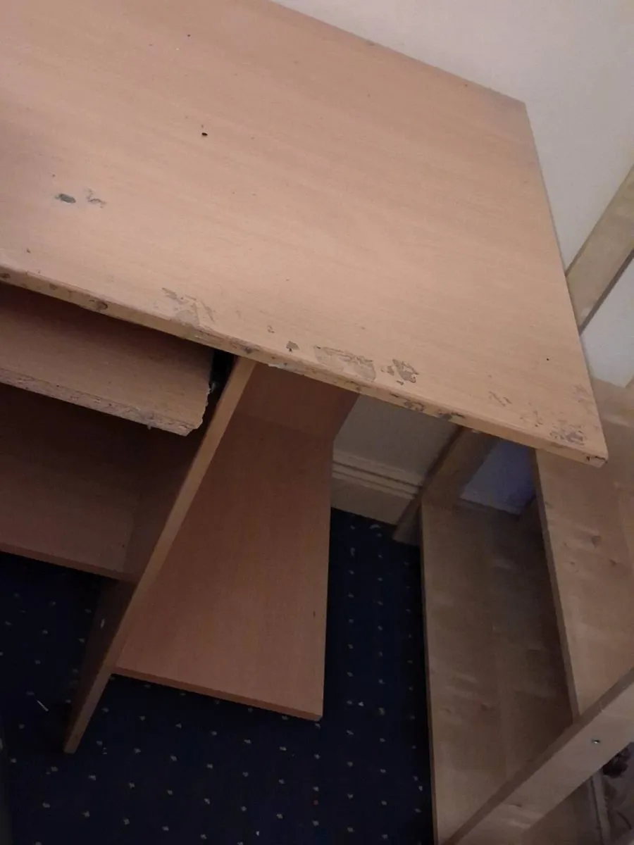 Large Natural Computer Desk with Keyboard Desk - Image 2