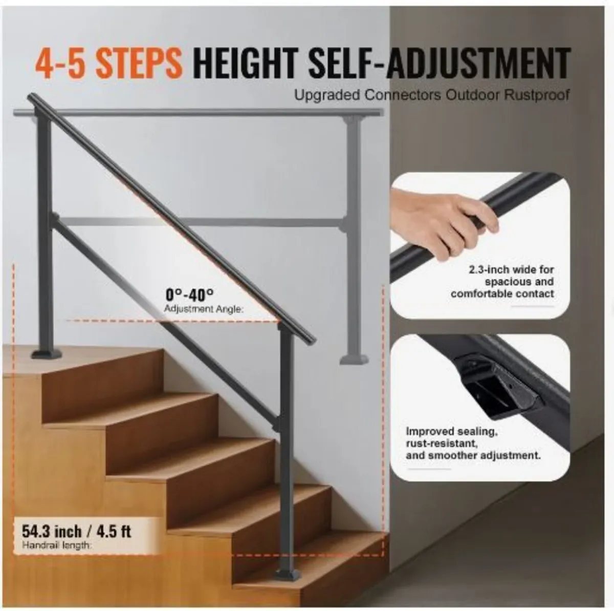 Handrails for Outdoor Steps, 4-5 Step - Image 2