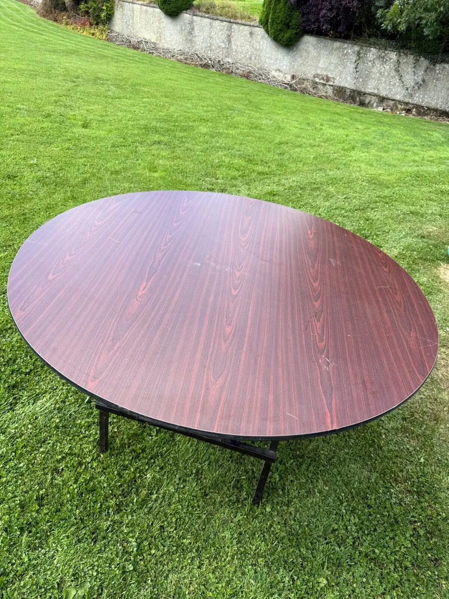 6 x 5ft round wood folding function wedding tables - Image 2