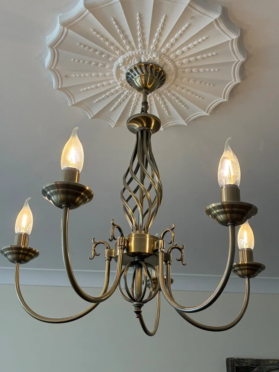 2 x Brass Chandeliers - Image 4