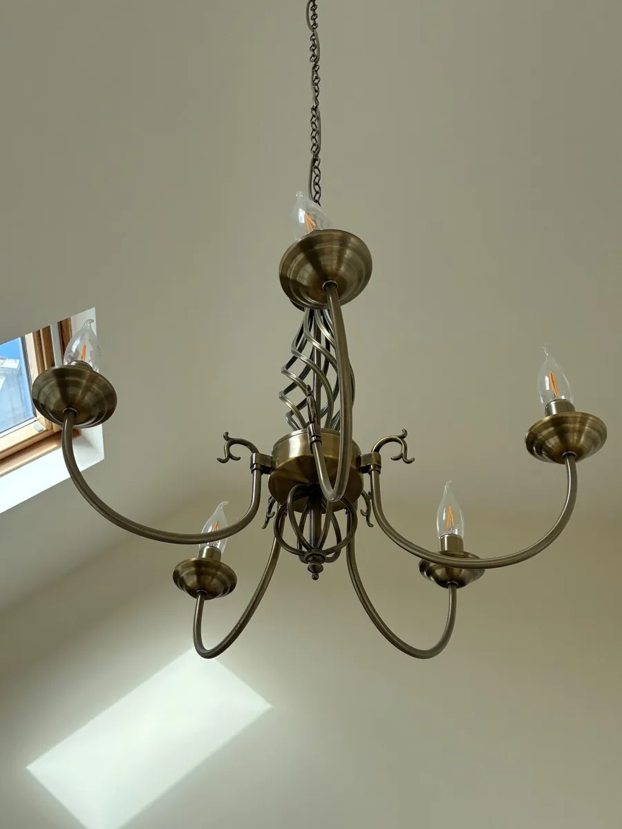 2 x Brass Chandeliers - Image 1