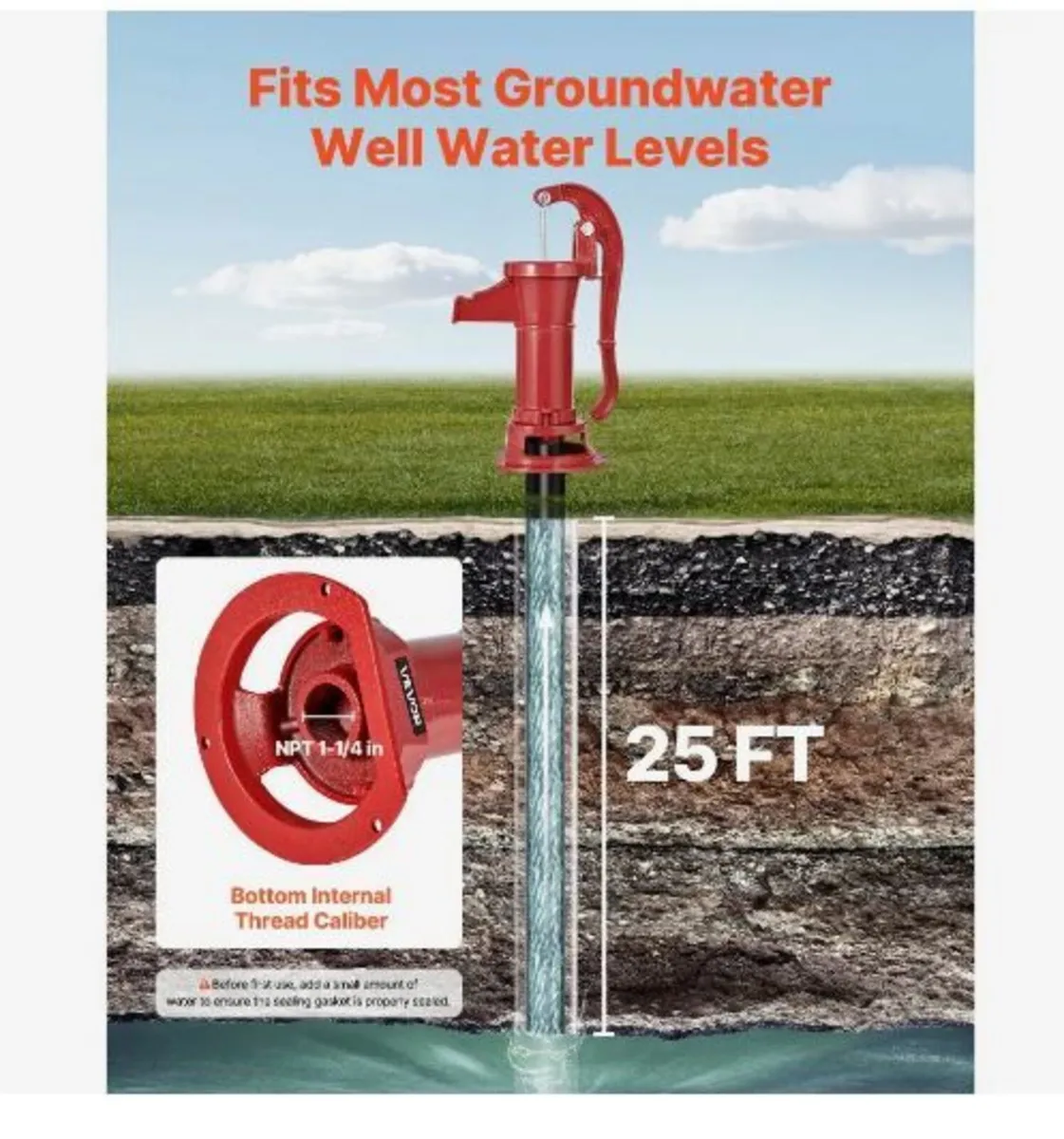 Well Hand Pitcher Pump, 25 ft Maximum Lift - Image 3