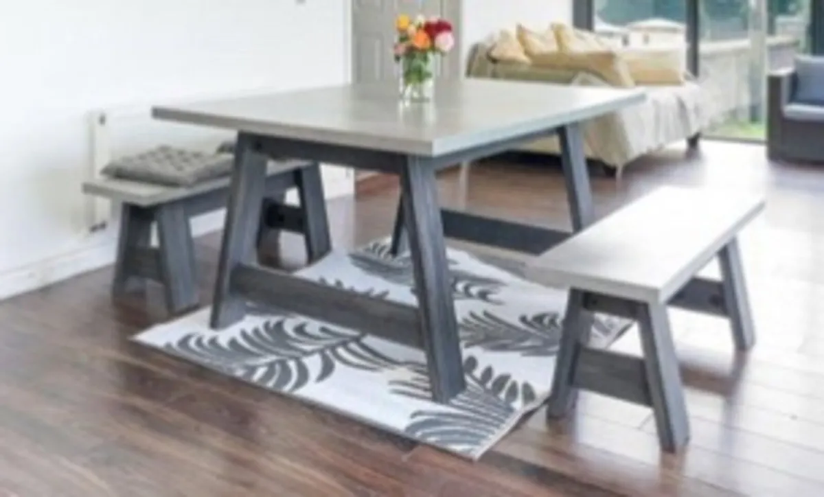 Kitchen/Dining table with 2 benches - Image 1