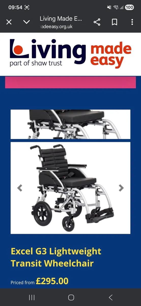 Excel G3 transit wheelchair - Image 1