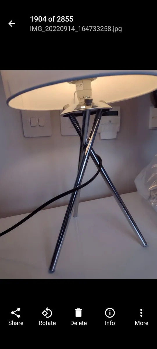 New chrome tripod table lamp or bedside lamp - Image 2