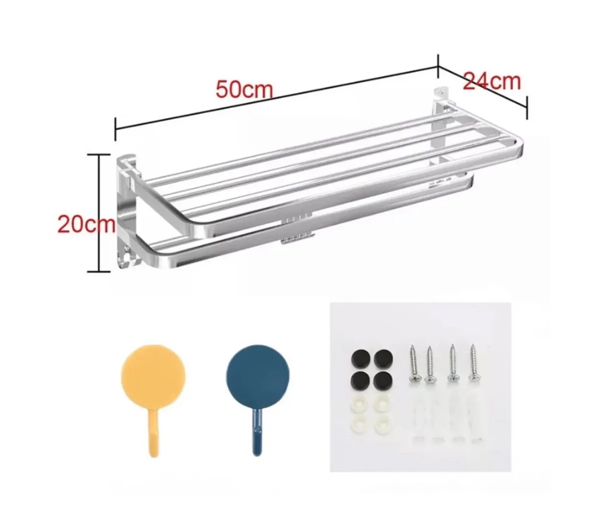 Double Towel Rail Wall Mounted Bathroom Rack - Image 3
