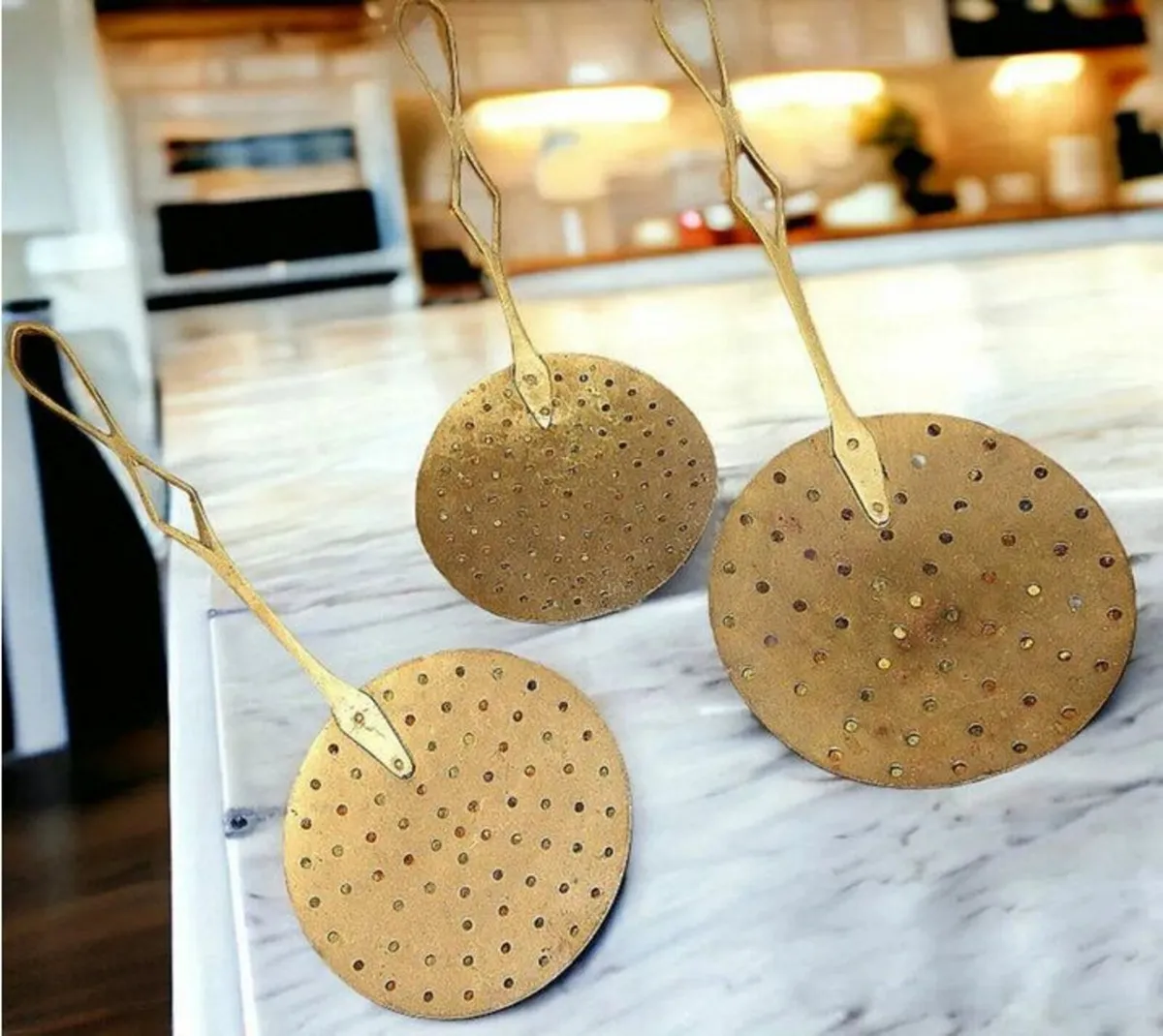 Trio Brass.Copper Chestnut Roasters/ Skimmers - Image 4