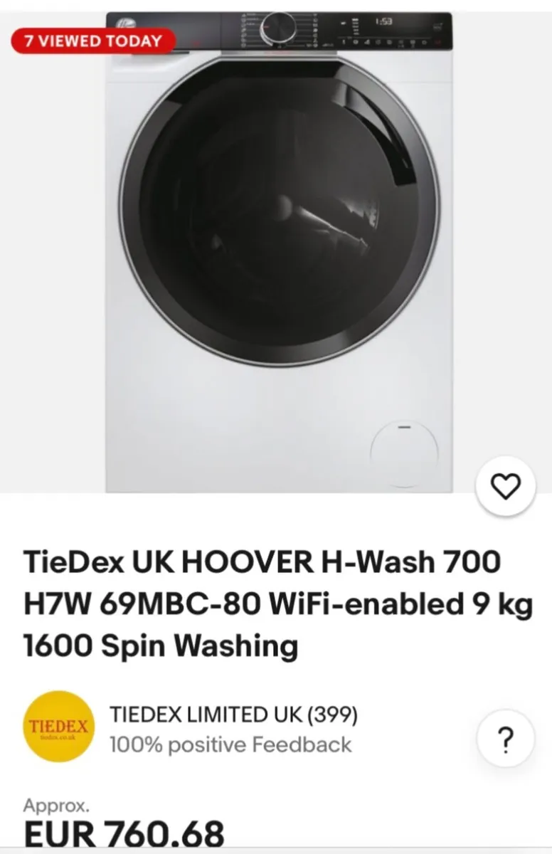 Hoover Washing Machine 9kg - Image 3