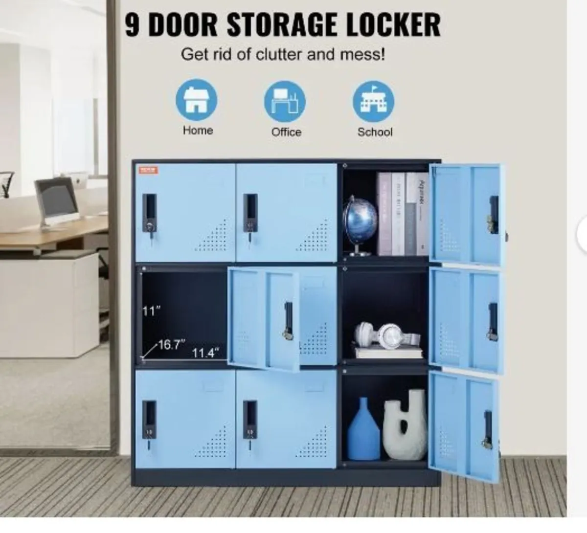 Metal Locker for Employees, 9 Doors Storage - Image 3