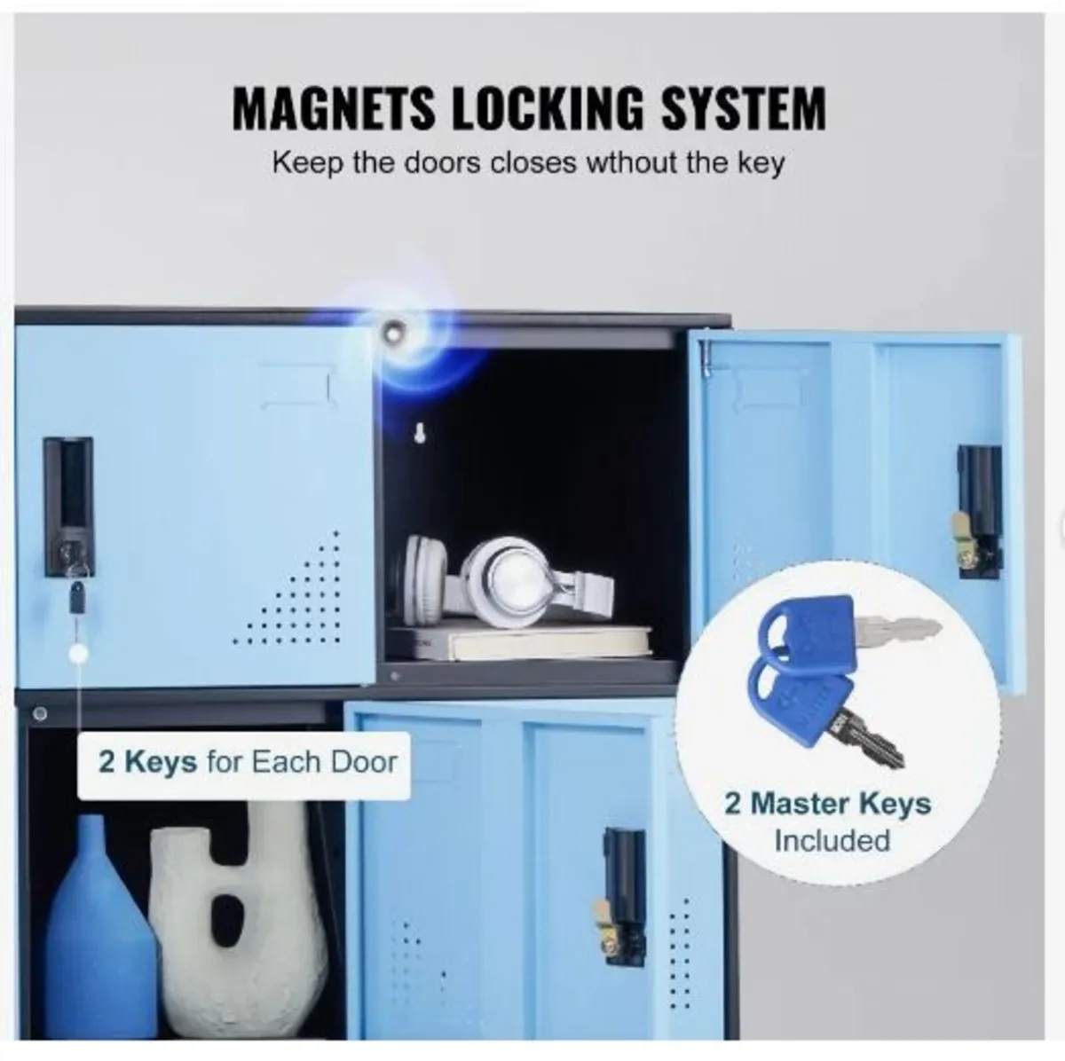 Metal Locker for Employees, 9 Doors Storage - Image 4