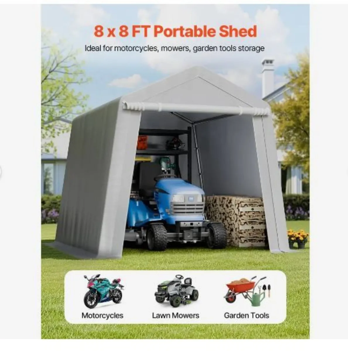 Outdoor Storage Shed, 8 x 8 ft Portable Storage - Image 2