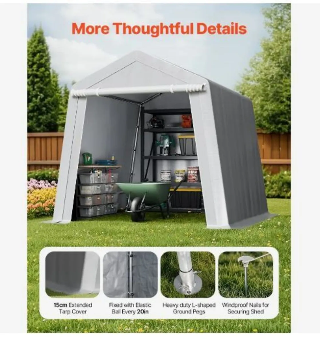 Outdoor Storage Shed, 8 x 8 ft Portable Storage - Image 4