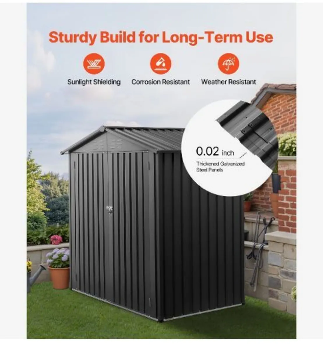 1860 x 1210 x 1841 mm Metal Garden Shed - Image 3