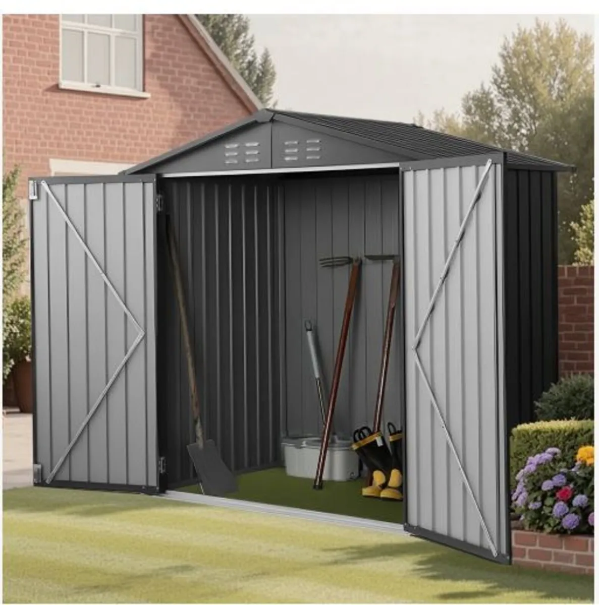 1860 x 1210 x 1841 mm Metal Garden Shed - Image 4