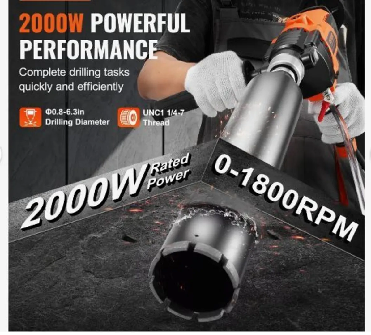 Core Drill Machine 2.03-16 cm Dia 2000W - Image 2