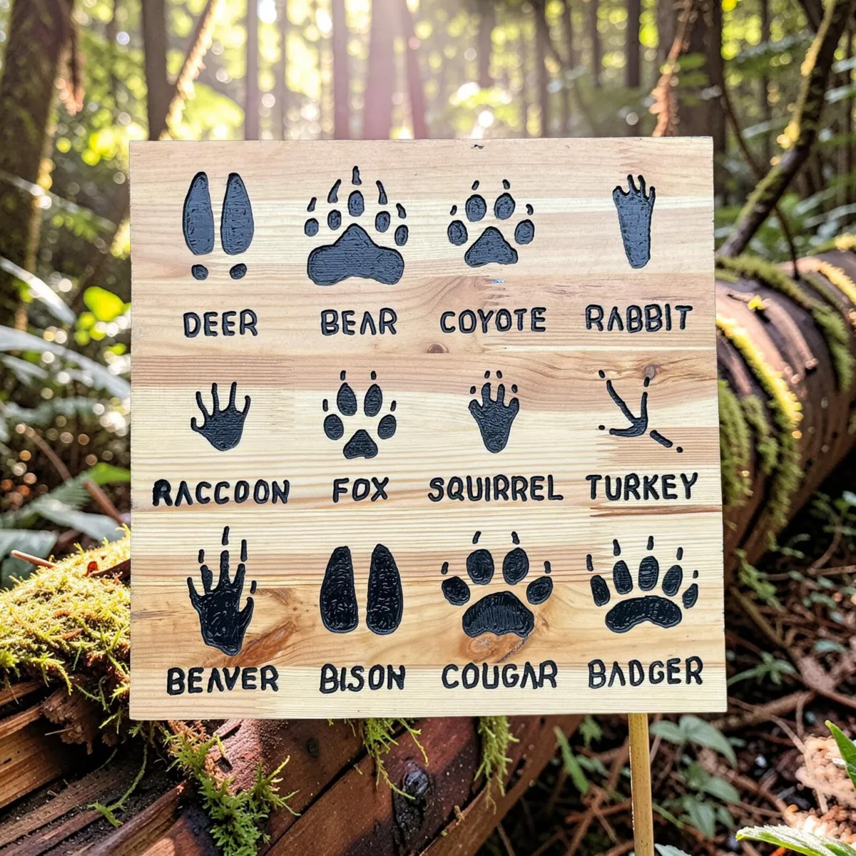 Wildlife tracks - Handmade Wooden Wall Art - Image 1