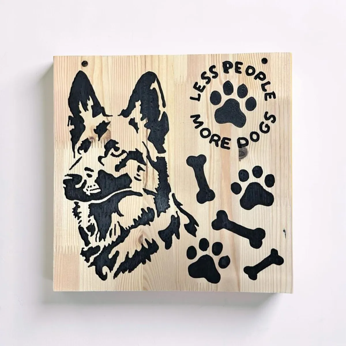 Less People More Dogs Wooden Sign - Image 1