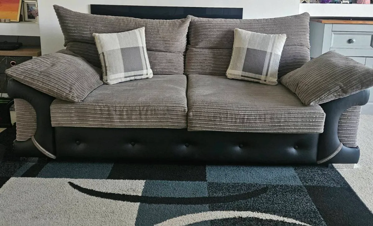 Couch for sale with free armchair & pouffe - Image 1