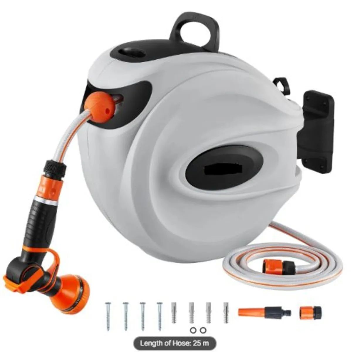 Retractable Hose Reel Water Hose Reel 25m x 1.3cm - Image 1