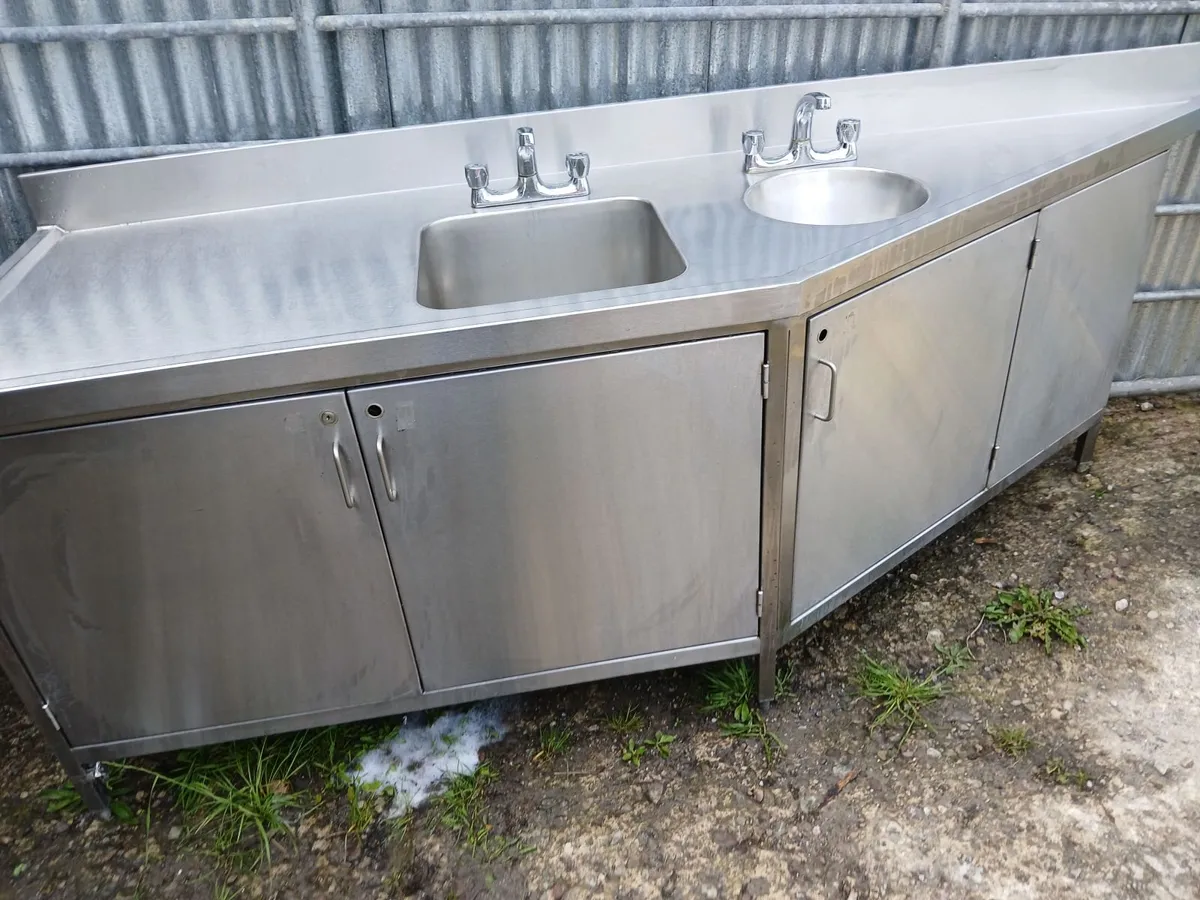 Staneless steel cabbinet double sink unit complete - Image 2