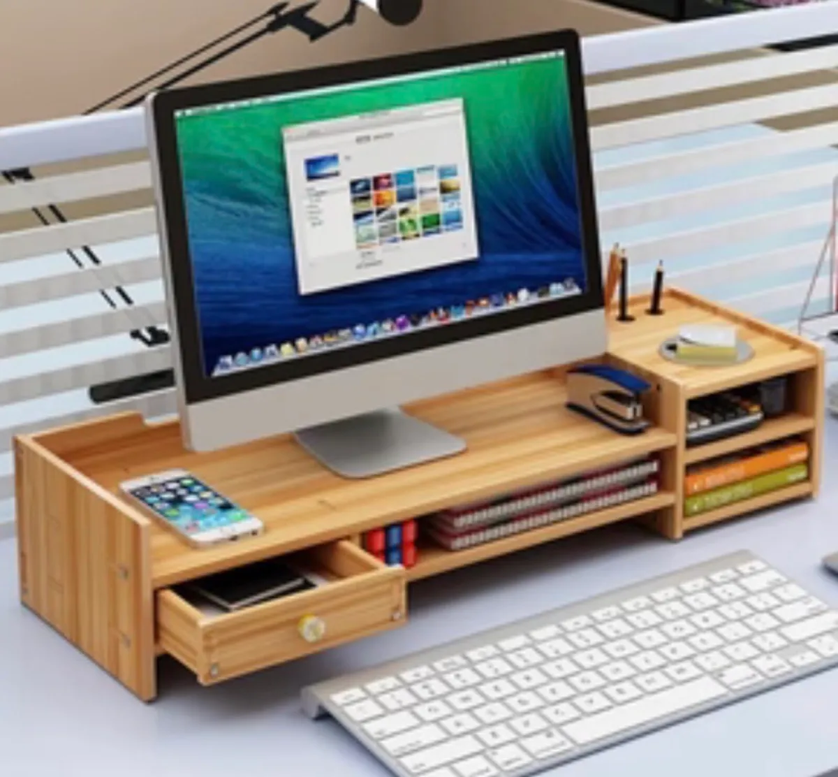 Desktop Monitor Riser Tidy Desk Storage NEW - Image 1