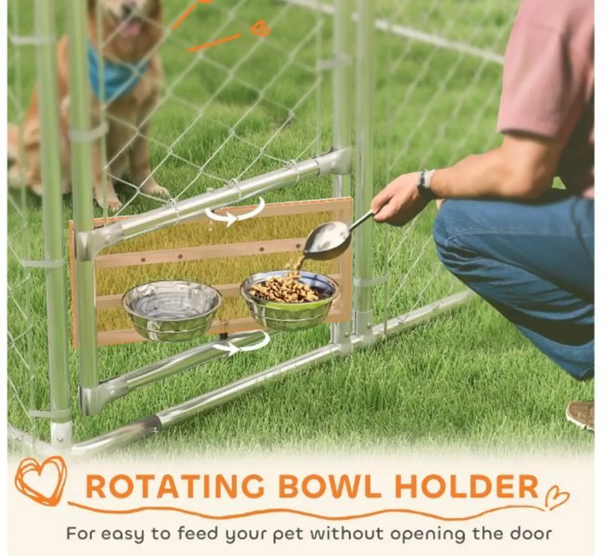 PawHut Galvanized Chain Link Large Outdoor Dog - Image 2