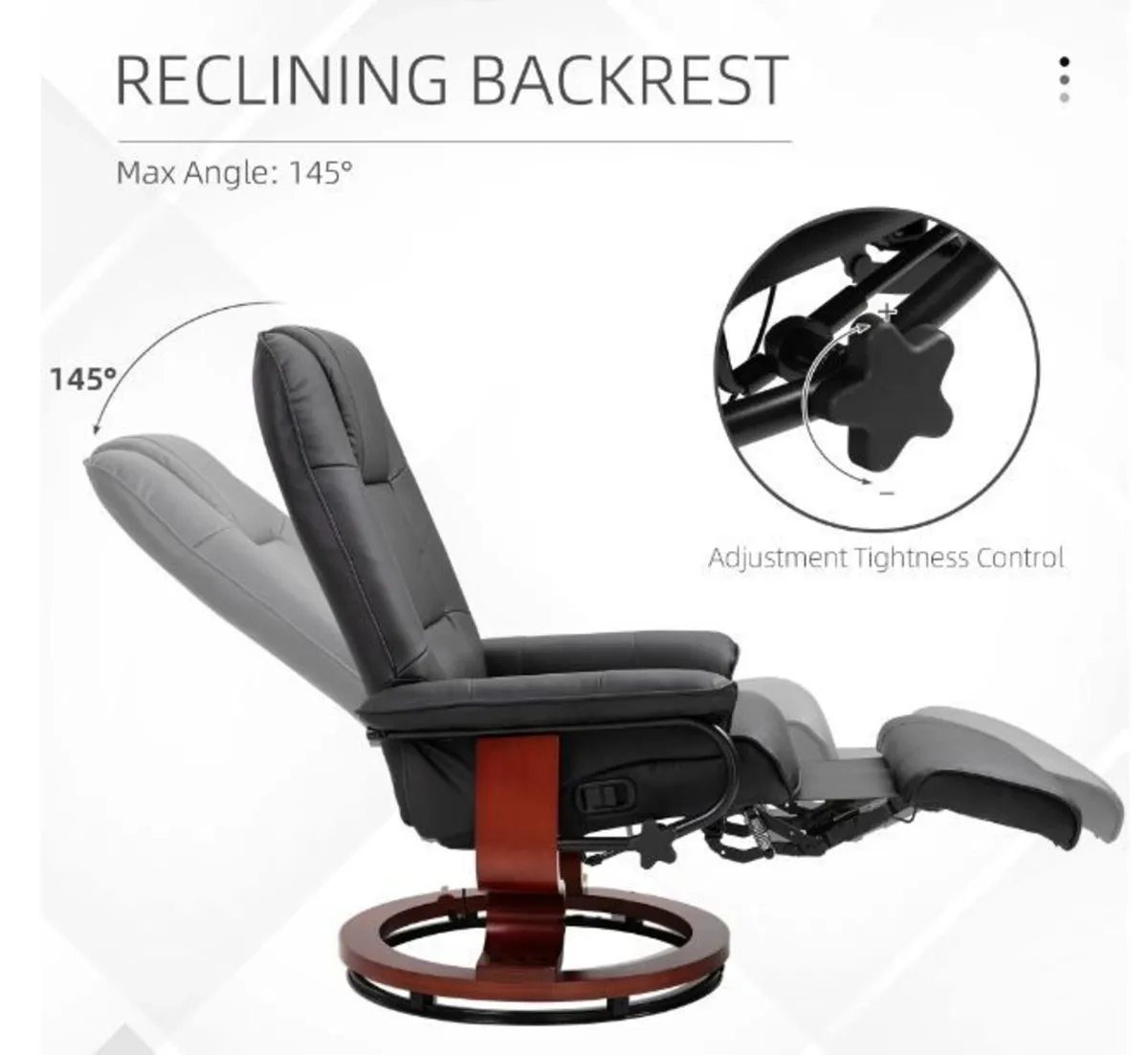 Faux Leather lounge chair with footrest and armres - Image 2