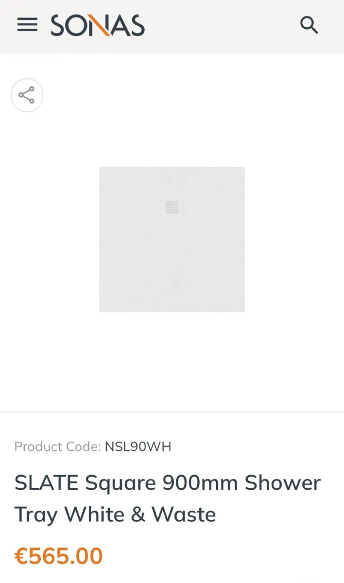 Slate shower tray 900 x 900 white - Image 1