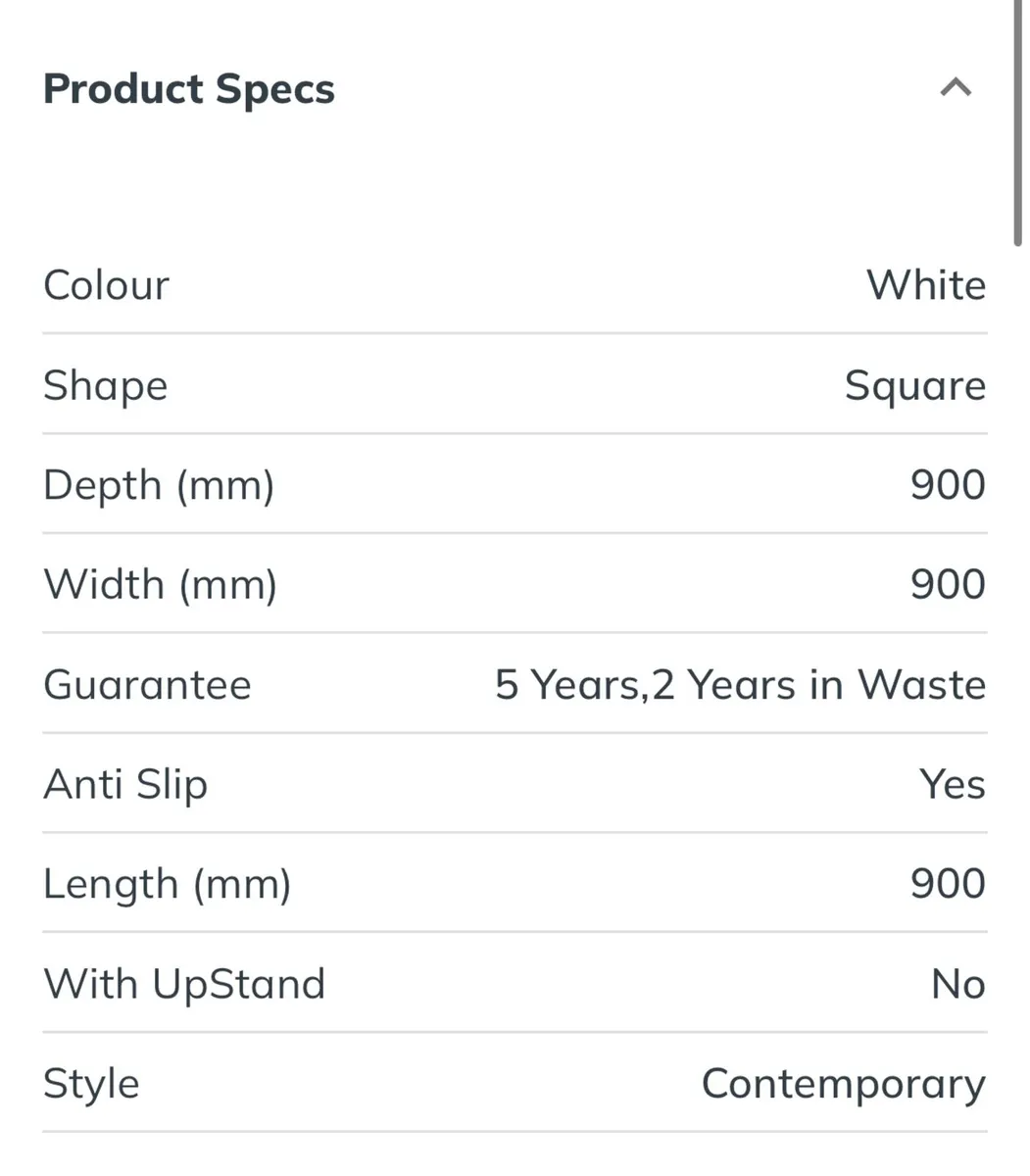 Slate shower tray 900 x 900 white - Image 2