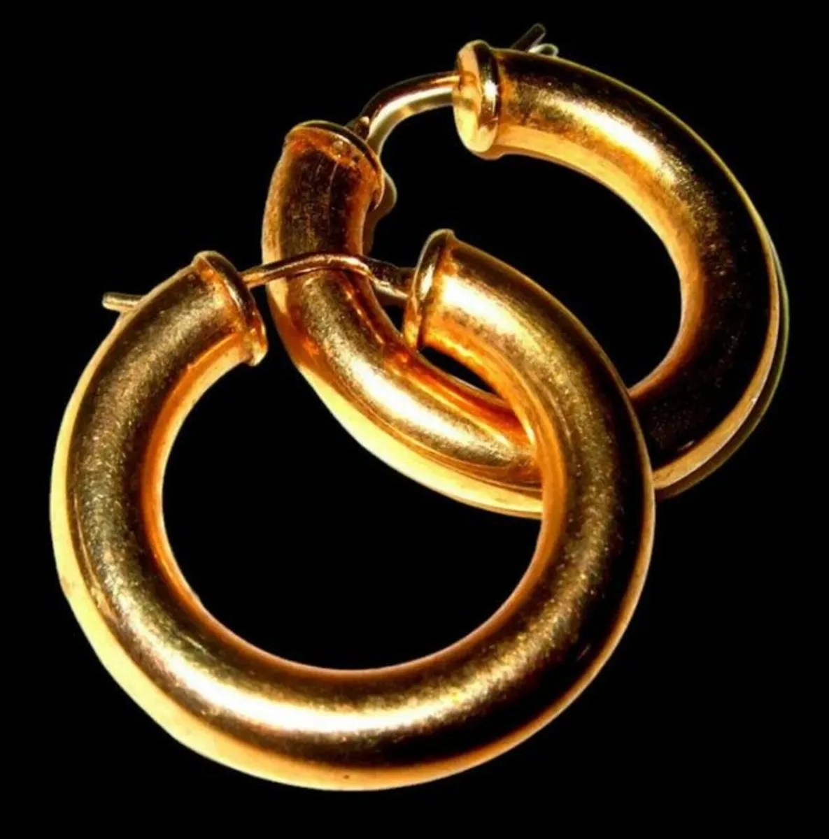 Vintage Hallmarked 9ct Gold Chunky Hoops - Image 1