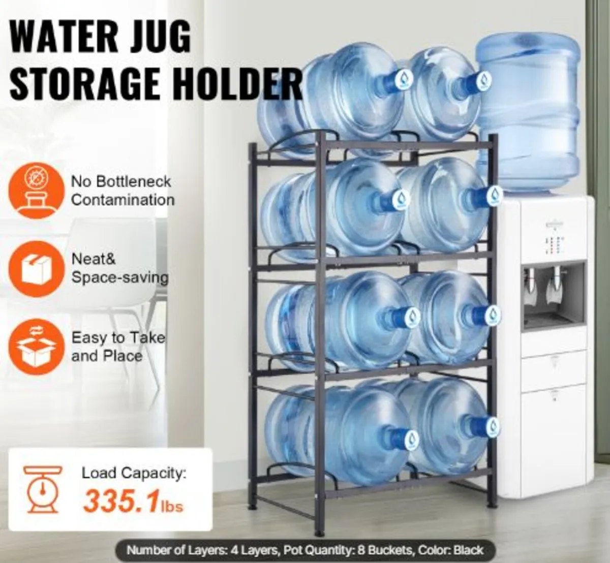 4 Tiers Water Jug Holder, 5 Gallon Water Bottle - Image 3