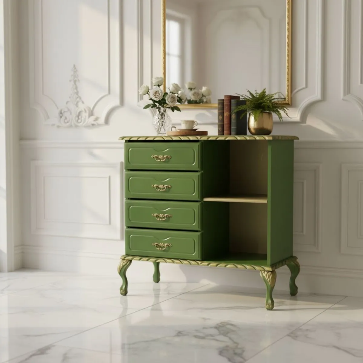 Sophisticated Green Console Table for Modern Inter - Image 2