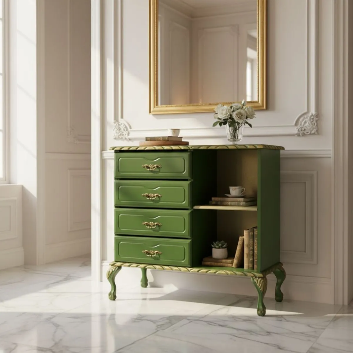 Sophisticated Green Console Table for Modern Inter - Image 4