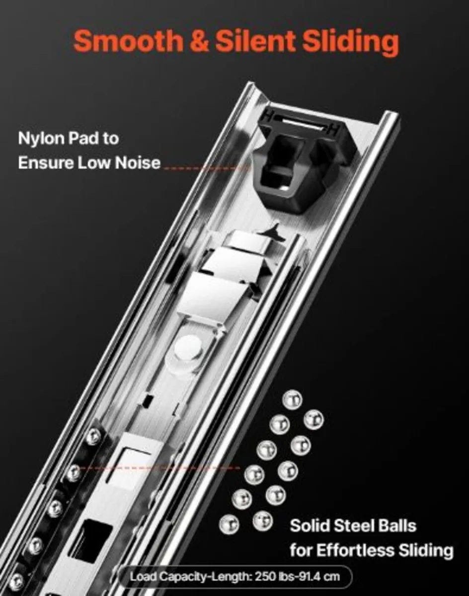 1 Pair Full Extension Drawer Slides 16 18 20 24 30 - Image 2
