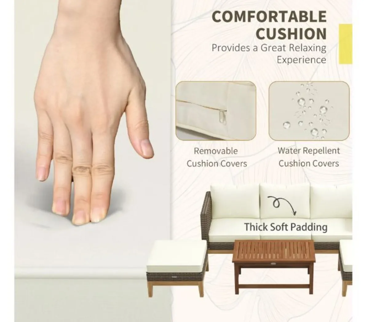 Patio Furniture Set w/ Cushions, 5 PCs - Image 4