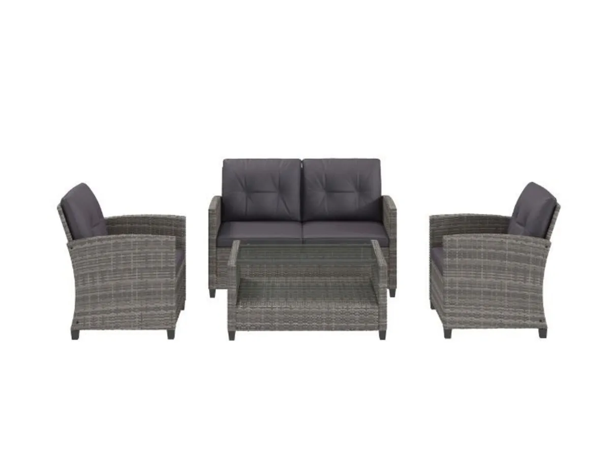 4 Piece PE Rattan Wicker Patio Furniture Set - Image 1