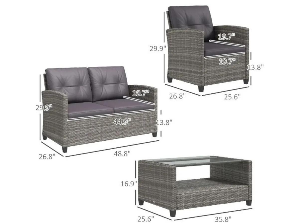 4 Piece PE Rattan Wicker Patio Furniture Set - Image 2